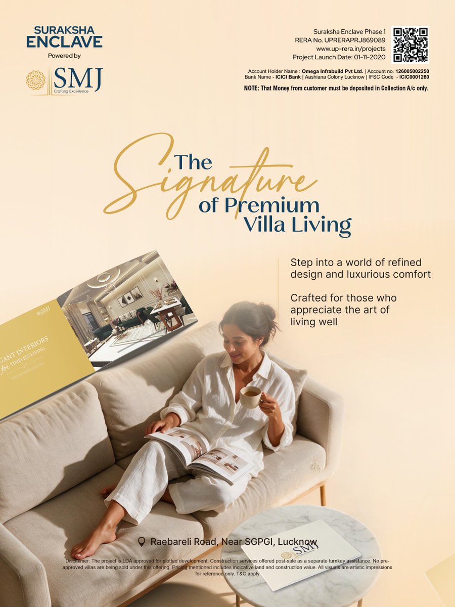 smjgroups_'s tweet photo. Timeless interiors crafted for refined villa living. Discover elegance at every corner with Suraksha Enclave by SMJ Group.

#SurakshaEnclave #SMJGroup #PremiumVillaLiving #LuxuryInteriors #3BHKVillas #4BHKVillas https://t.co/iowIZdeABK