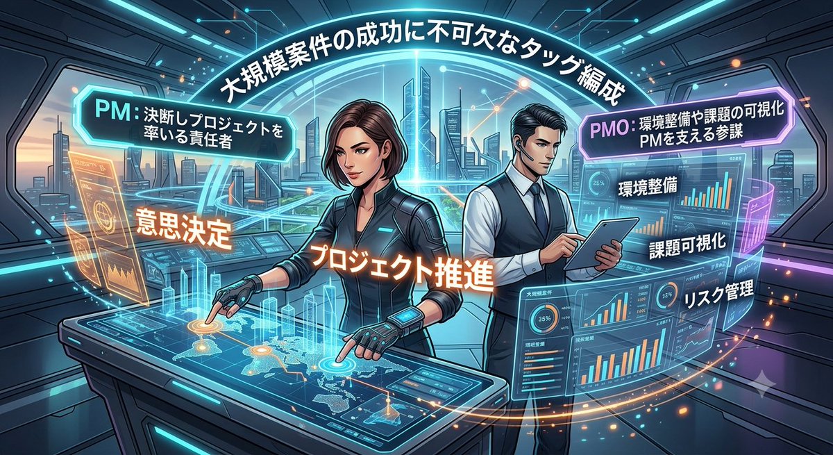 PMO_PROXIA's tweet photo. PMは「決断しプロジェクトを率いる責任者」、
PMOは「環境整備や課題の可視化でPMを支える参謀」！

PMが意思決定に集中できるようPMOがサポートするタッグ編成が、大規模案件の成功には不可欠です。

PMO専門チームを有する当社まで、まずはお気軽にお問い合わせ下さい！

#PXCT #JPS #PM #PMO https://t.co/IMvQ0f89xw