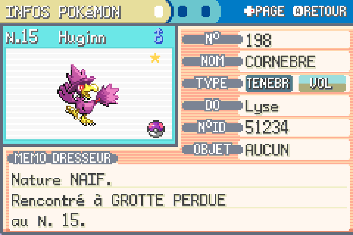 Kaname_Lyse's tweet photo. Shiny Murkrow obtained on Pokémon FireRed after 11,954 encounters in Lost Cave
I named him after one of Odin’s two ravens in Norse mythology. His name means “thought” and together with Muninn, he flies across the world to bring Odin everything he sees and hears.

FR/LG SLD
22/413 https://t.co/8uqDtaEsXq