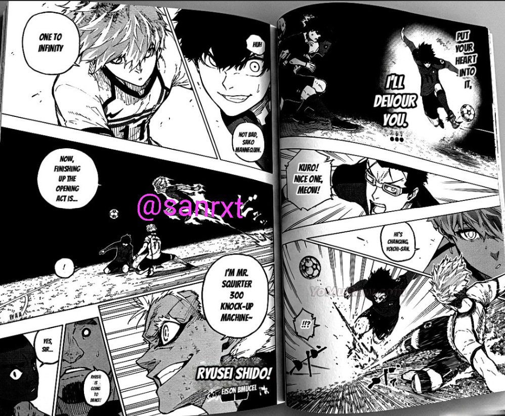 sanrxt's tweet photo. Blue Lock chapter 355 In english
translation.
NO BREAK NEXT WEEK!
The title of Blue Lock Chapter 356 is 'The Seven Knights'.
@marztwx follow me here. https://t.co/kEthgbs4wd