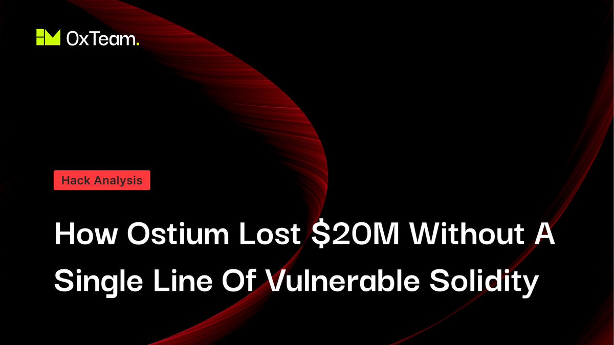 Vaultlinesec's tweet photo. 🚨 Ostium Oracle Exploit

A breakdown of how a compromised oracle signer key led to millions in losses—and the security lessons every Web3 team should learn.

👉 https://t.co/jBty5S1GLd