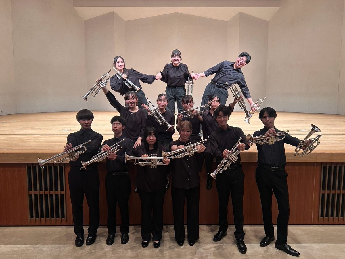 Nua_Trumpet's tweet photo. 先日本学3号館ホールにて、名古屋芸術大学ウィンドオーケストラU-20成果発表会2026「夏の陣」が行われ、1,2年生全員と賛助出演で4年生2名、院生1名が出演いたしました

1年生にとっては初めての演奏会、2年生にとっては先輩になって初めての演奏会でした。1人1人が成長できた演奏会になりました✨ https://t.co/R8xKTlj67O