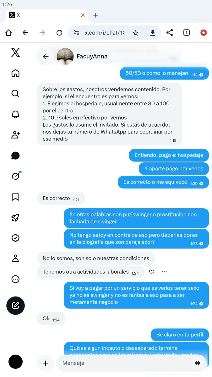 Samvc112's tweet photo. Cuidado con esta pareja @facuyanna  que solo cobran por verlos tener sexo. No estoy en contra de eso pero al menos coloquen pareja scort y uno ya sabe que no es swinger https://t.co/eIwiOFuniu