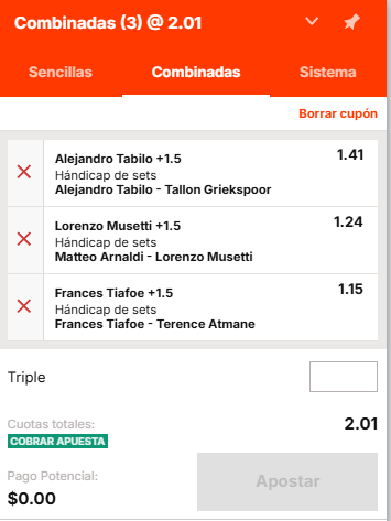 PendejoTimbero's tweet photo. Cuotita 2 para hoy💸🥎
- Hándicap de sets +1,5 Tabilo
- Hándicap de sets +1,5 Musetti
- Hándicap de sets +1,5 Tiafoe https://t.co/x1Zmm05T4L