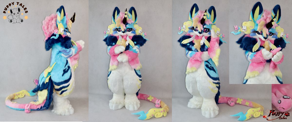 xiaoquandoki10's tweet photo. Fursuit Character Adoption Commission Completed!🌕🎑🥮🐰🐲
Owner：@01Ajax
Festival Limited🥮
The Eldest of the Three Mid-Autumn Festival Auspicious Beasts: It is said to be a mythical creature that descends to the mortal world during the Mid-Autumn Festival. The horn on its head is actually a branch of sweet osmanthus, capable of gathering people's feelings of longing. Sometimes, what pops out from its body isn't necessarily a little rabbit—it could be a mooncake too! 
Thank you for your adoption and for giving the many little rabbits a forever home!🐰👀