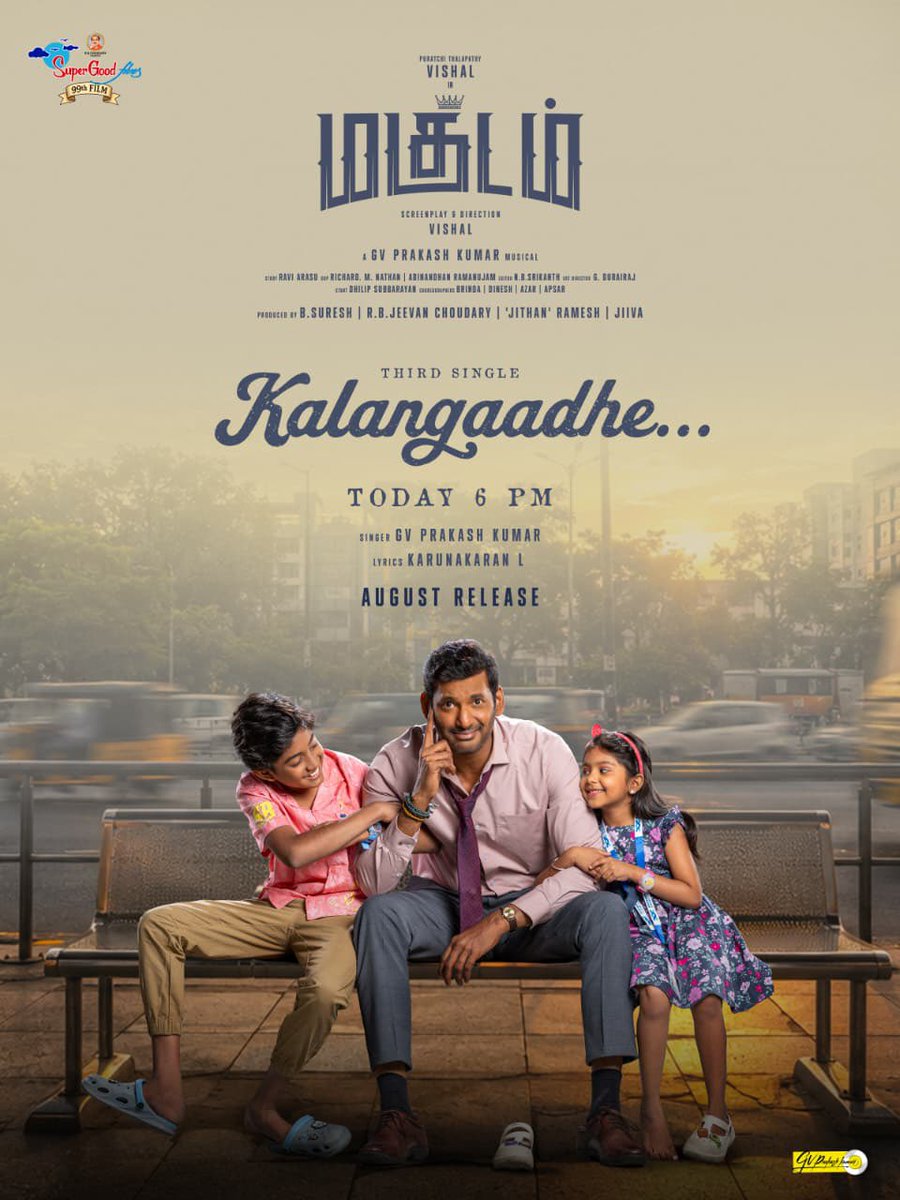 saloon_kada's tweet photo. #MAGUDAM Single #Kalangaadhe Releasing Today Evening At 6PM❤️

Stars : Vishal - Dushara Vijayan - Anjali
Music : GV Prakash (Breakfast)
Direction : Vishal (Thuparivalan 2)

August 2026 Theatrical Release!! https://t.co/TBGuGS0RFb