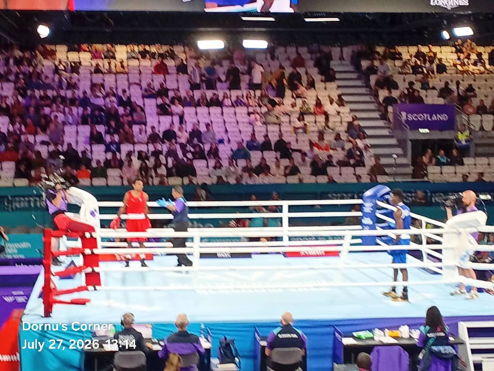 OkoeQuaye__'s tweet photo. 🚨JUST IN: Ghana’s Precious Akai Nettey knocks out Elijah Qiokata of Fiji 🇫🇯 in Round 2 of the men’s 70kg Boxing. He advances into the quarterfinals.
#TeamGhana 🇬🇭 #DareToWin #2026CommonwealthGames #FromGhanaToGlasgowForGold #PoweredbyTECNO https://t.co/q96n42XEpA