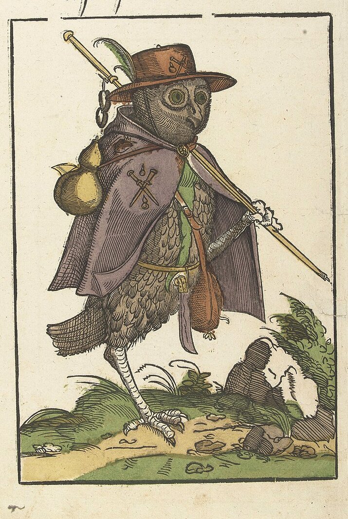 Theme_from_Jaws's tweet photo. "Owl Disguised as a Pilgrim" Artist Unknown (1540) https://t.co/fqEN8ztueE