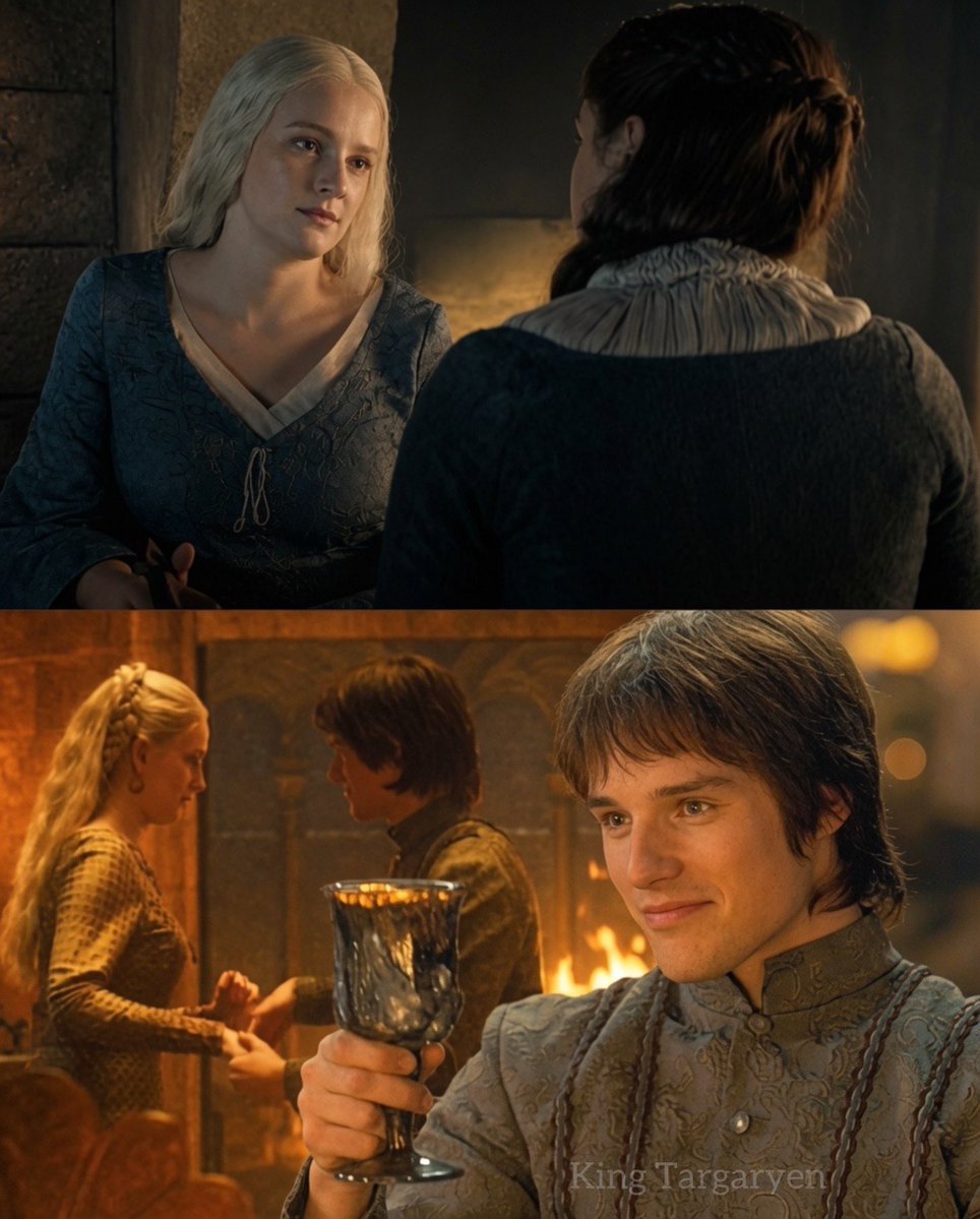 KingTargaryenn's tweet photo. Helaena: “¿No había otro hombre que quisiera mi mano?”
Alicent: “…”
Helaena: “¿Por qué tuve que casarme con mi hermano?”
Alicent: “Fue idea de tu abuelo.”

Pero Alicent nunca le contó toda la verdad.

Sí hubo otro hombre que pidió la mano de Helaena: Jacaerys Velaryon. Su propuesta buscaba unir a los Verdes y los Negros, evitar una guerra y darle un matrimonio que, al menos en la serie, parecía estar basado en el respeto.

En mi opinión, eso es lo que hace esta historia aún más trágica. Helaena terminó casada con Aegon, en una relación marcada por la indiferencia y el sufrimiento, sin llegar a saber que existió otra posibilidad para ella.

Personalmente, creo que Helaena habría tenido un destino mucho mejor si se hubiese casado con Jacaerys. Quizá no habría sido una vida perfecta, pero cuesta imaginar que hubiera sido más infeliz de lo que terminó siendo junto a Aegon.