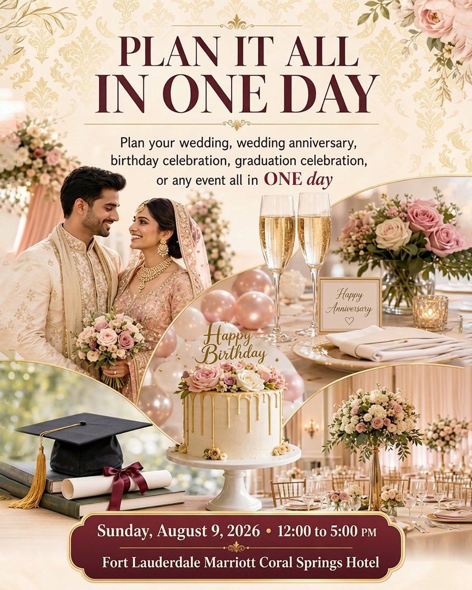 DeshVideshMedia's tweet photo. Your  entire event checklist, checked off in a single afternoon.  Save the  date for August 9th and let’s bring your dream celebration to life!

Register Now: https://t.co/6PZty2oHBG https://t.co/EaHgMcVb7j