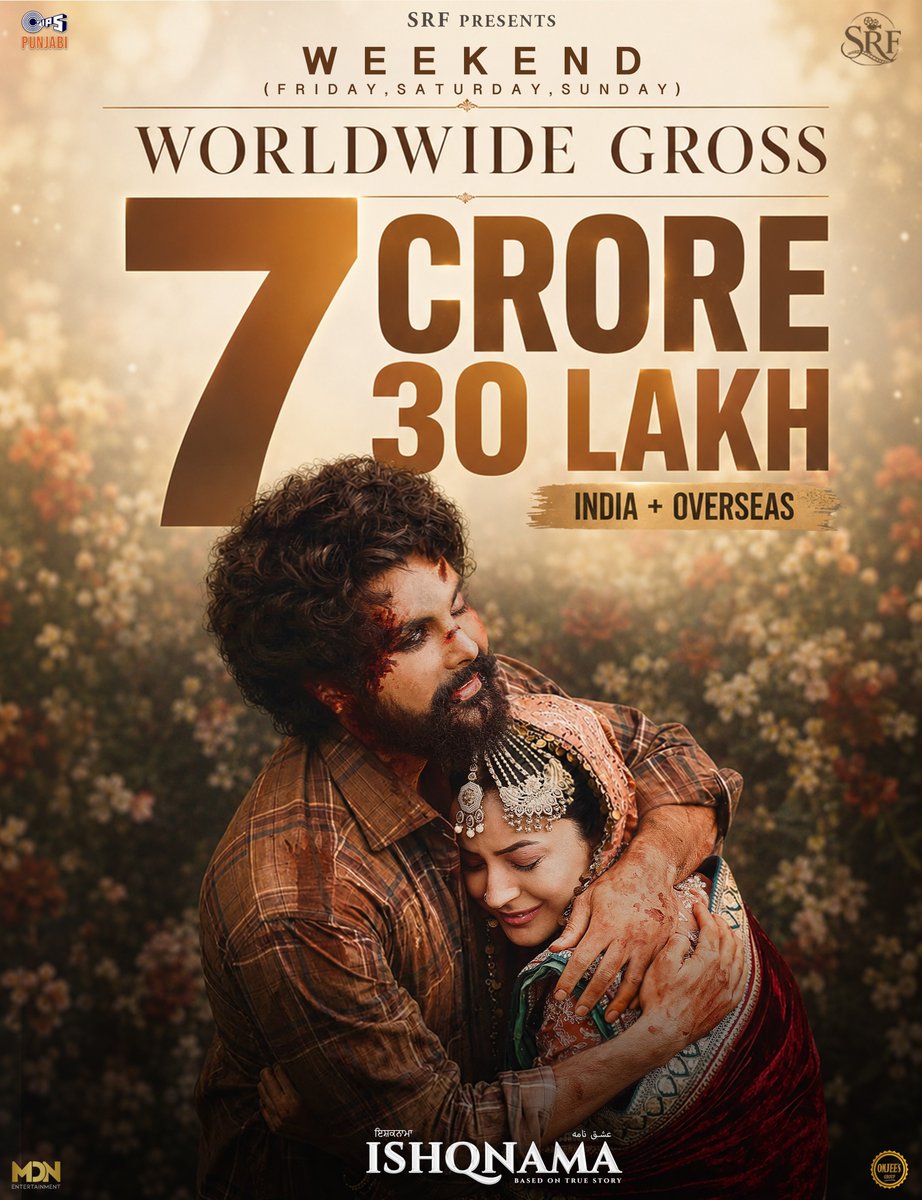 iBeingAman's tweet photo. IshqNama Worldwide Weekend Collection 7 Crore 30 Lakh 🔥😍 
Congratulations IshqNama Team ♥️💯 

#ShehnaazGill #Ishqnama #Jayrandhawa 
@ishehnaaz_gill @JayyRandhawa https://t.co/p4kjMKlchd
