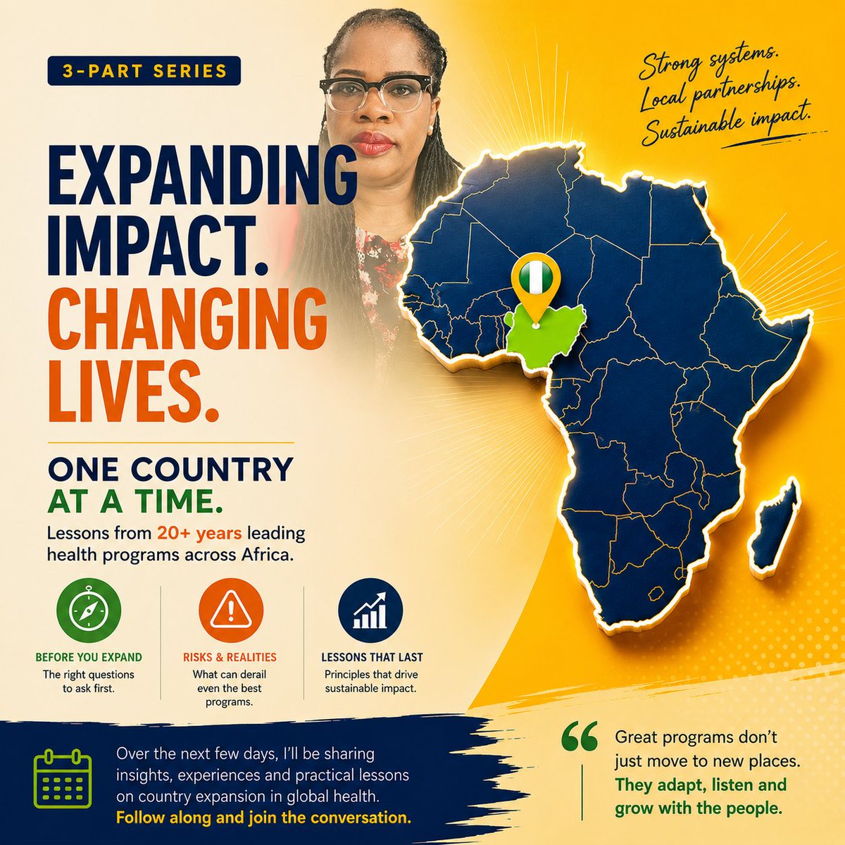 nne_kene's tweet photo. 3-part series on Country Expansion - the questions every organization should ask before entering a new geography, the risks and practical lessons I've learned from 20yrs implementing across Africa.

Pls join if you're in global health, dev, program mgt. 
https://t.co/l78s5m9vMl https://t.co/JeetivIc6Y