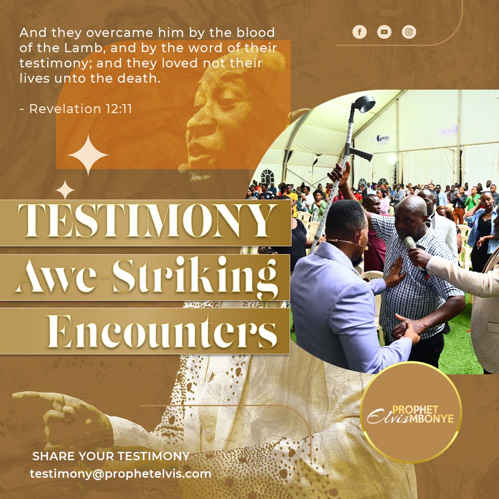 Ap_FidelSankara's tweet photo. DO YOU HAVE A TESTIMONY?
The testimony of Jesus continues to transform lives, through the anointing upon Prophet Elvis Mbonye. We invite you to share your own testimony and/or watch some of the testimonies of others here 🫱🏾https://t.co/Z4pPUwh9I1

#ProphetElvisMbonye https://t.co/hS0O4ozO9K