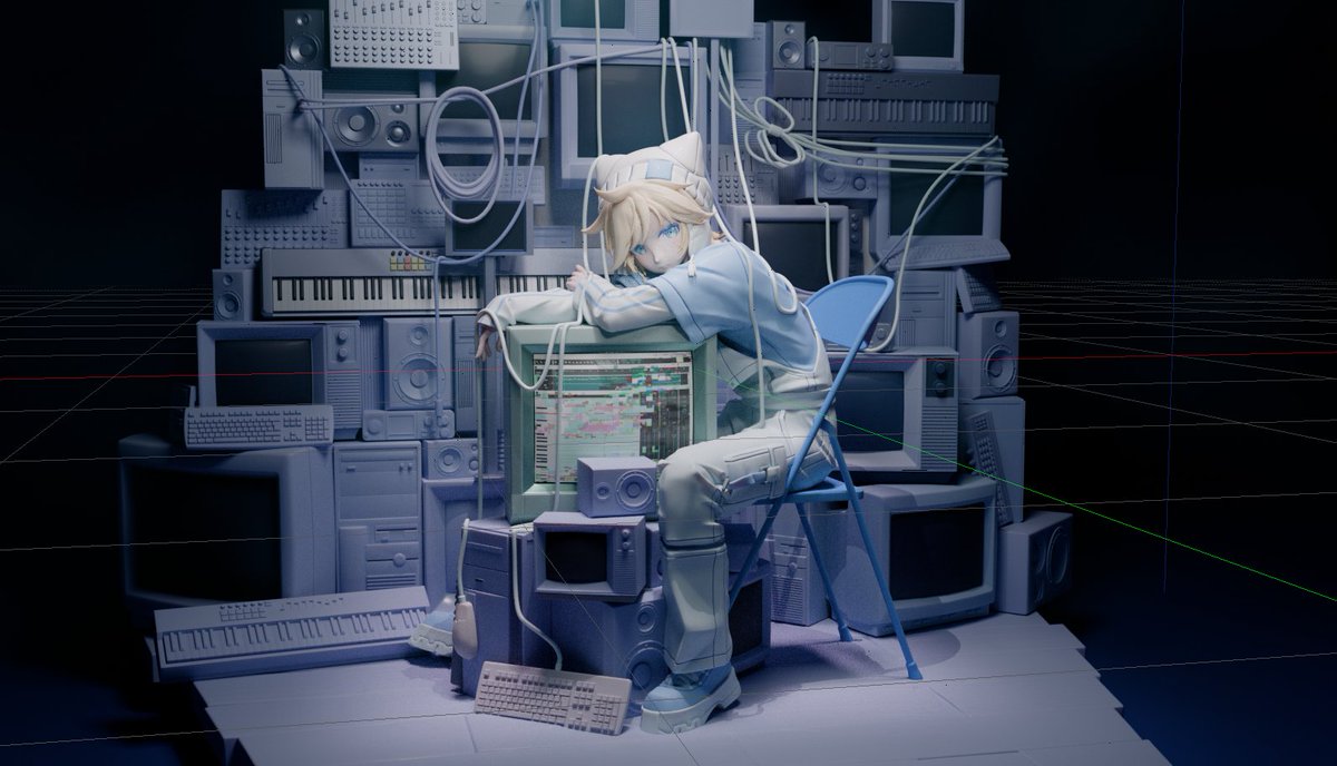 Zeiji_K's tweet photo. I had to download V4 to create the decals 🤸‍♀️
I had to dig deep for the codes 👷‍♀️

#鏡音レン #VOCALOID #ZBrush #Blender #Figure #Render #wip https://t.co/rUxGtb22qy