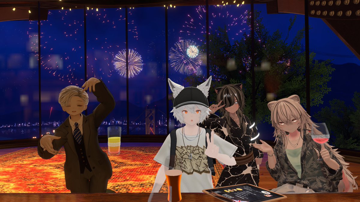 dashMitsuru's tweet photo. 昨日の２件目は、#PUBソレナ
ミラクロ店長のお祝いに駆けつけることができました！
皆の浴衣姿と外の花火も最後に見れてよかった
最近はキャストさんとの２ショットが間に合わないね https://t.co/IZHnqwJf0L