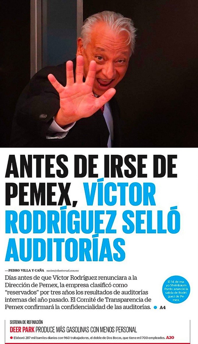 Melissa_Bely's tweet photo. 🚨 ESCÁNDALOSO

¡ Qué casualidad !

Justo antes de salir de Pemex,  Víctor Rodríguez reservó las auditorías...
¡ por 3 años !

La "transparencia" de Morena.

Están ocultando todo lo que ROBAN.

¿Y Claudia Sheinbaum?

Calladita... https://t.co/ZXd58pxOuv