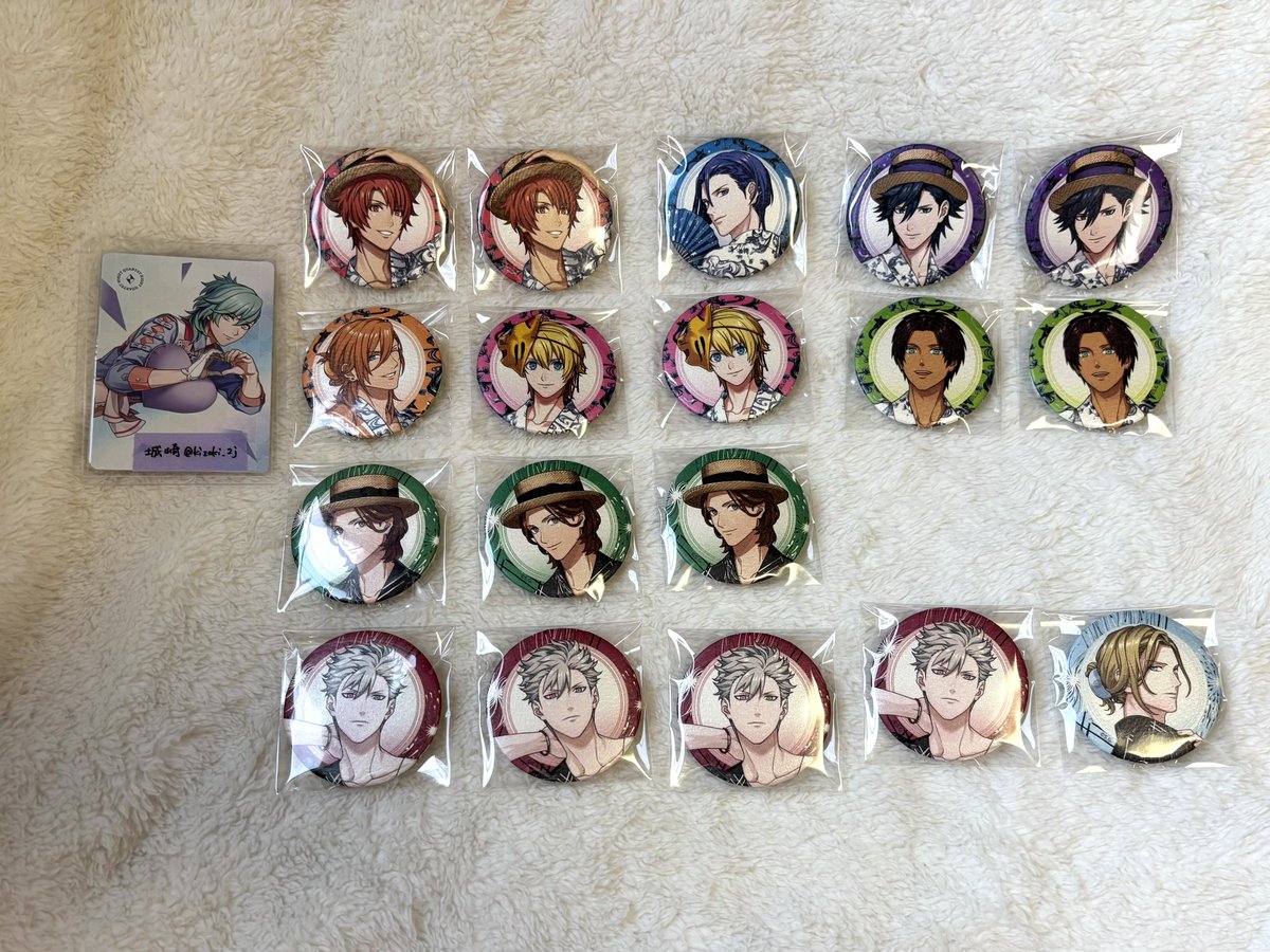 kizaki_2j's tweet photo. 【交換】うたプリ グラショ トレーディング和風缶バッジ YUKATA-MODE Ver.

譲：音也 真斗 トキヤ レン 翔 セシル 嶺二 蘭丸 カミュ

求：同種 藍

郵送でのお取引希望です。
纏めての方優先。再交換◎
全て決めたいため、お返事にお時間いただく可能性あり。
検索からもお気軽にお声がけください✨ https://t.co/hBiYyu9TV6