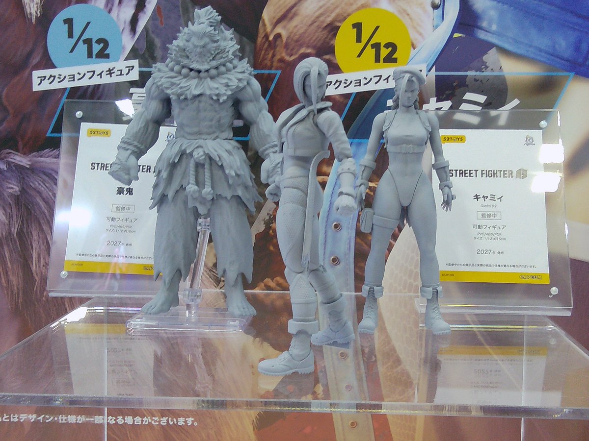 kuroganevan's tweet photo. ストリートファイター6可動フィギュア
キャミィと豪鬼の原型が展示されていました
今回の豪鬼は情報量多めで体格ゴツめなので立体化すると凄い映えますね〜
キャミィはクラシックコスの方でも出るようです
#WF2026S #52toys https://t.co/9jiumpBsH2