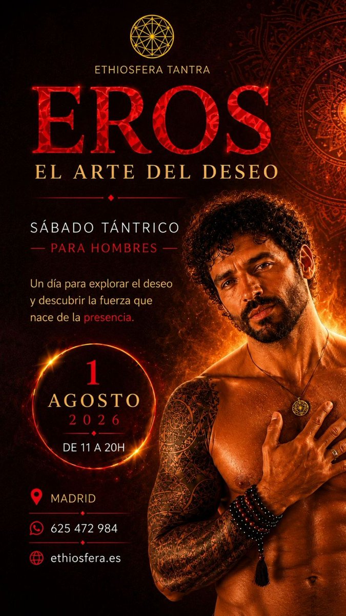 EthioTantraMen's tweet photo. 🔥 ¿Y si el deseo fuera una puerta al autoconocimiento?

Este **1 de agosto**, descubre **EROS, El Arte del Deseo**, un taller de #Tantra para hombres en Madrid.

🌐 https://t.co/LiJUaBsJ7t

📲 625472984 https://t.co/53X7MNQ9fm