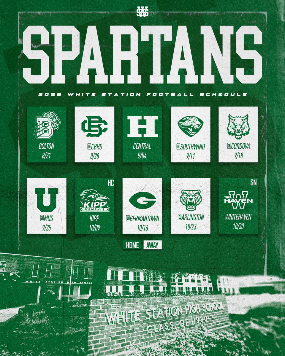 WhiteStationFB's tweet photo. Spartan students and fans, Here is our 2026 football schedule!!
#onwardspartans https://t.co/5aqrAaxzuZ