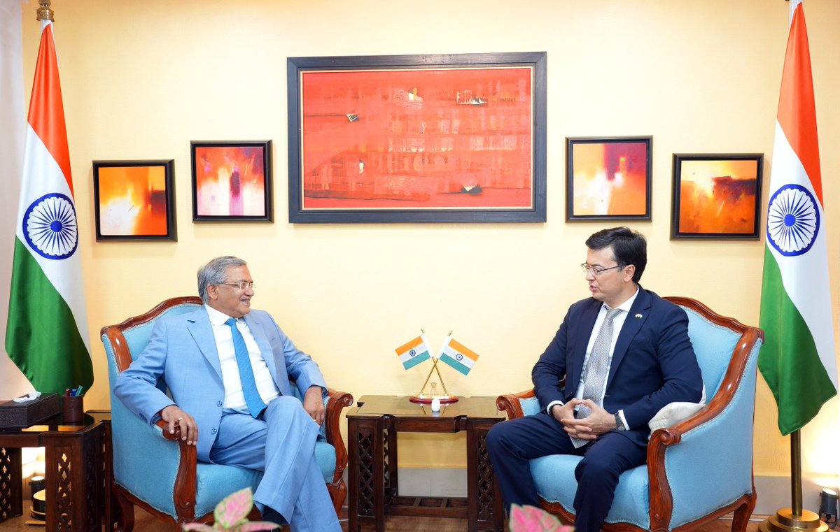 ECISVEEP's tweet photo. Chief Election Commissioner and Chairman of Council of Member States of International IDEA Shri Gyanesh Kumar today met His Excellency Mr. Sardor
Rustambaev, Ambassador of Uzbekistan to India at Nirvachan Sadan, New Delhi today. 

Building on the momentum generated at IICDEM 2026, both sides resolved to work closely together to advance the agenda set out at the conference, reinforcing India’s role as a trusted partner in the region’s democratic development. The two sides further agreed to strengthen collaboration in election management and the training of election staff.