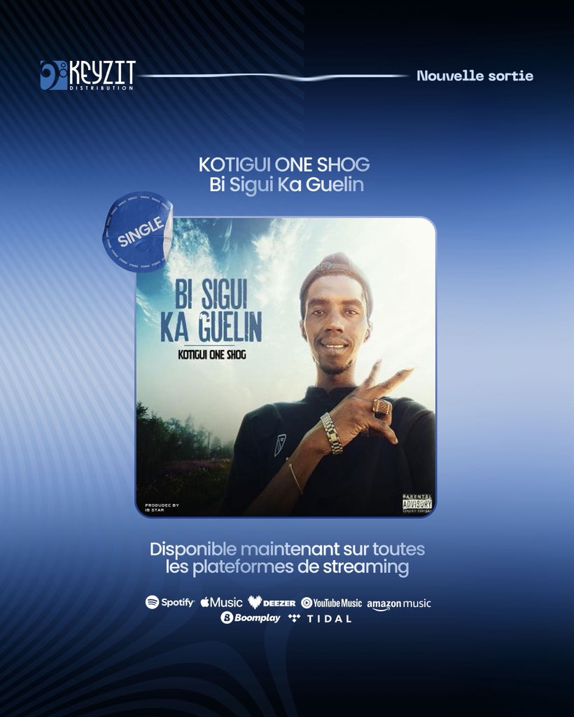 KeyzitMali's tweet photo. Le nouveau single "Bi Sigui Ka Guelin" de lโartiste Kotigui One Shog est maintenant disponible sur toutes les plateformes de streaming et de tรฉlรฉchargement lรฉgal !
๐ถ https://t.co/wc73t7uBZ8
#KotiguiOneShog #KeyzitDistribution #Keyzit #AfricanMajor https://t.co/ydOZdYqdAR