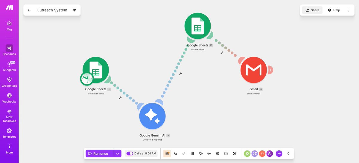 felixtechpro's tweet photo. Me on Monday morning: I should send some outreach today.

My automation at 8:01 AM: Already handled it. 😂

Google Sheets. Gemini AI. Gmail. All connected and running while I slept.

Automation does not take your job. It just does the part you keep procrastinating on. https://t.co/V1oM6gTAzK