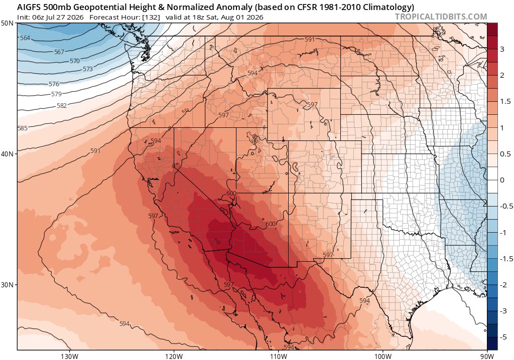 reid_lt's tweet photo. 6z data tells me it’s Monday and it may be time to start planning a flight out to Vegas as early as Thursday.
I can’t believe I have a shot to see 130°F or more…. 👀 🏜
#FurnaceCreek
#DeathValley
@LarryCosgrove @stormbruiser @AndyHazelton @NWSVegas https://t.co/M8AyxXgNgE