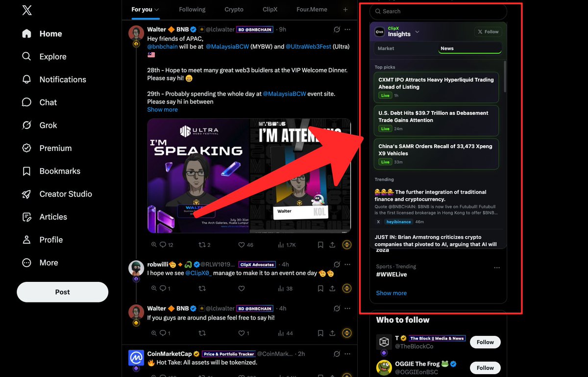 ClipX0_'s tweet photo. Never miss any news or Tweets.  

ClipX brings everything inside your X Timeline. 

Important Market News and X Posts inside your X timeline

Download the ClipX extension and try now: https://t.co/miC3QrXXZr https://t.co/vEGaya43Mv