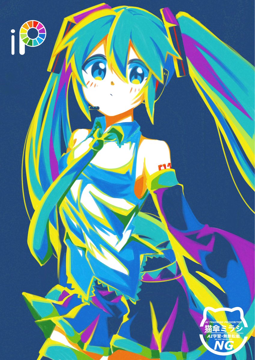 nnyanya22's tweet photo. アイビス色チャレンジ✍！
普段なかなか使わない色の組み合わせで楽しかった！
  #初音ミク  #illustration https://t.co/99kI669IC6