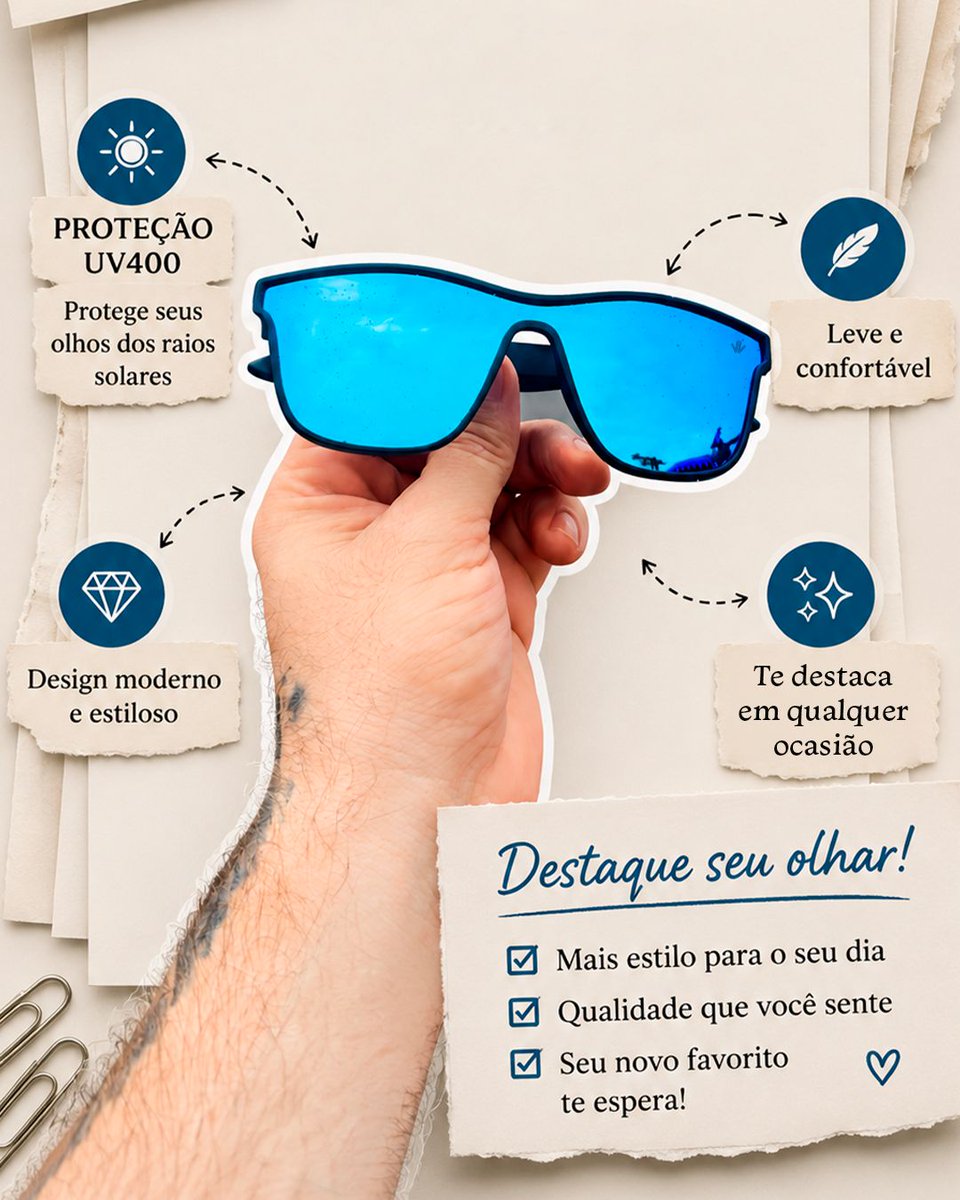 Visoneyewear's tweet photo. ✨ O acessório que transforma qualquer look. Com lentes UV400, você protege seus olhos dos raios solares enquanto adiciona um toque moderno e sofisticado ao visual. Leve, confortável e versátil, ele acompanha você do dia a dia aos momentos especiais.
https://t.co/8l4xZlZ5QV 
🕶️ https://t.co/rwDmVSc1Sq