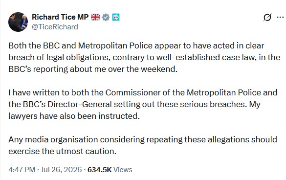 Parody_PM's tweet photo. Richard Tice Last Week: “Why don’t the police give us a running commentary on the details of their investigation?”

Richard Tice This Week: “Why are the police admitting that they are investigating me?” https://t.co/7qAJ9y5a1o