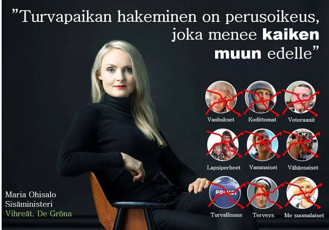 JukMantu's tweet photo. Suomen historian vaarallisin ja järjettömin sisäministeri Maria Ohi(vuoto)salo yritti soluttaa muslimi-jihadisteja jopa poliiseksi joten miettikääpä miten vaarallinen Islamille hyödyllinen idiootta hän on. Minä pidän tätä maanpetoksellisena toimintana meille vihamielisen maailmanvallan Islamin tukemisena. Tuomioin tästä pitäisi olle rikokselle ominaisella tasolla.
