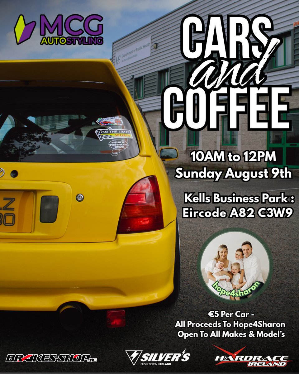 MCGAutoStyling's tweet photo. ☕🚗MCG Cars &amp; Coffee is Back! 🚗☕

Join us on Sunday, 9th August from 10:00 AM – 12:00 PM (A82 C3W9) 

💚 €5 per car, with 100% of proceeds going to Hope4Sharon, helping to support an amazing local cause https://t.co/FwvAsc8DyE