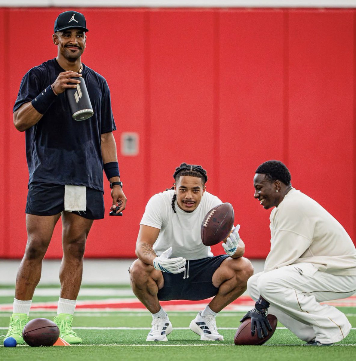 DiBonaNFL's tweet photo. Eagles QB Jalen Hurts shared pictures from his offseason workouts, including time with Eagles rookie WR Makai Lemon. 👀

(📸: jalenhurts on Instagram) https://t.co/IUcTSVJ6AF