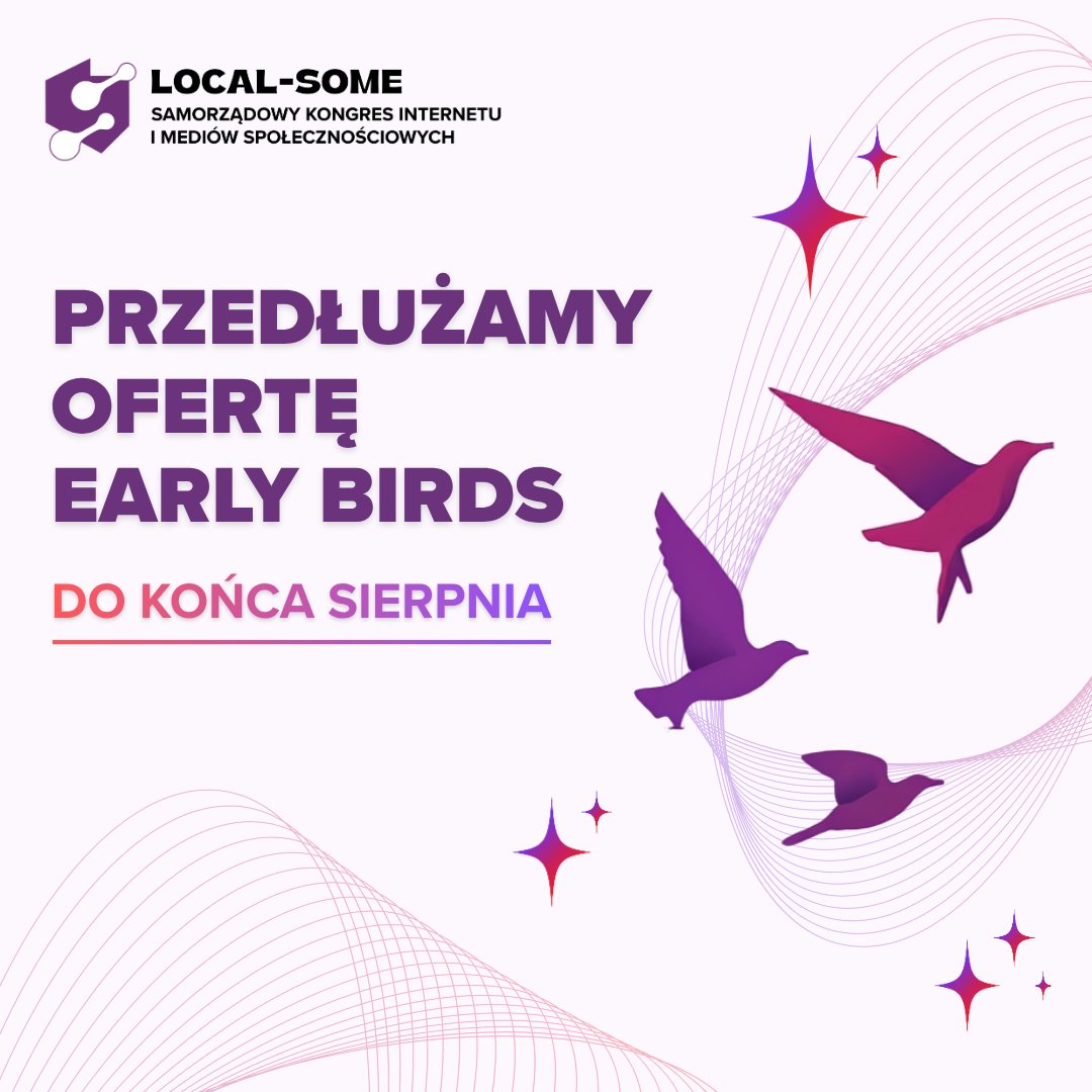 LoclaSome's tweet photo. Dla tych, którzy są odrobinę mniej „early” mamy dobrą wiadomość!
Promocyjna cena biletów na Kongres Local SoMe zostaje przedłużona do końca sierpnia.

24 i 25 listopada spotkamy się na Politechnice Gdańskiej i wspólnie będziemy starali się znaleźć odpowiedź na kluczowe pytanie dla wszystkich samorządów – jak w 2026 roku budować zaufanie mieszkańców?
Przed nami dwa dni paneli, kuluarowych rozmów i pięć ścieżek tematycznych – od strategii i narracji, przez relacje z mieszkańcami, po wykorzystanie dane w komunikacji.

🎟️ Bilety i więcej informacji o wydarzeniu👇
