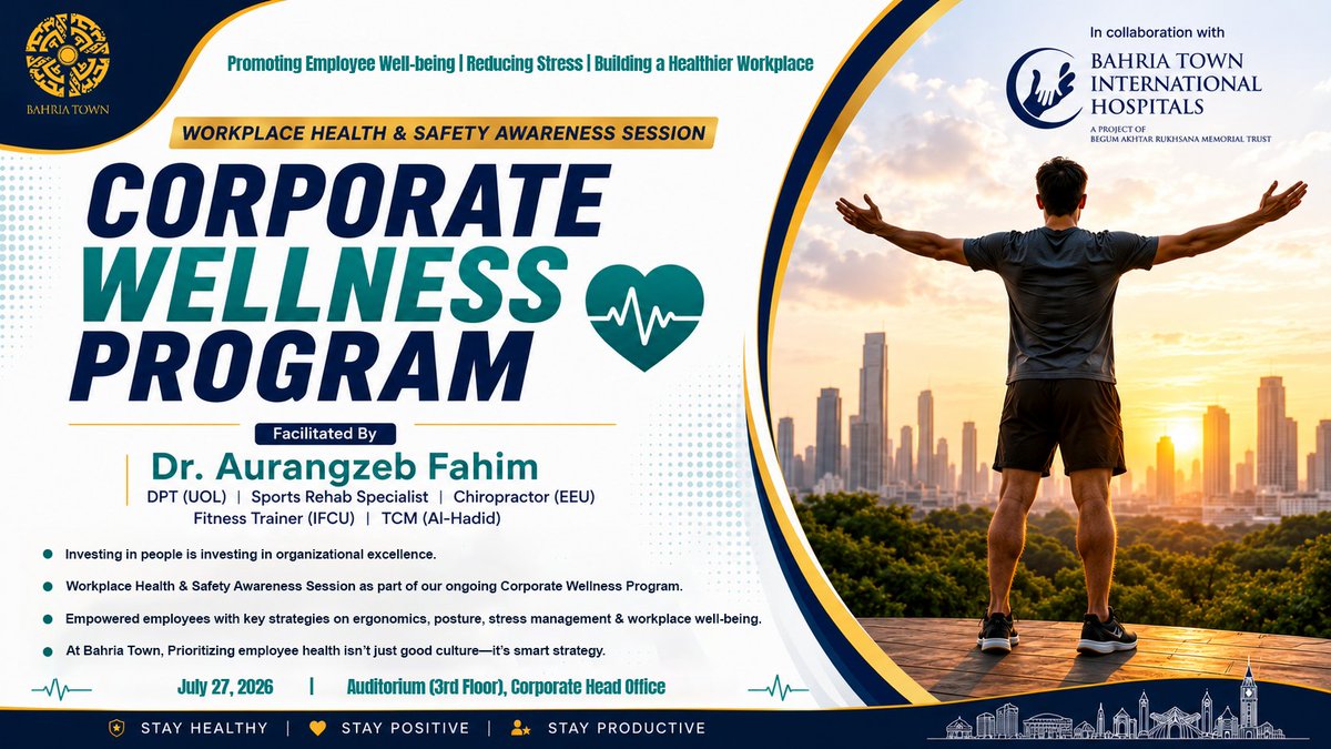 AwalMirKhan1's tweet photo. Investing in people isn't just good culture — it’s smart strategy. 💡

Today, Bahria Town Lahore, in collaboration with Bahria Town International Hospitals, successfully hosted a Workplace Health &amp; Safety Awareness Session for our teams! 🧵👇 https://t.co/0bohq4q9Ar