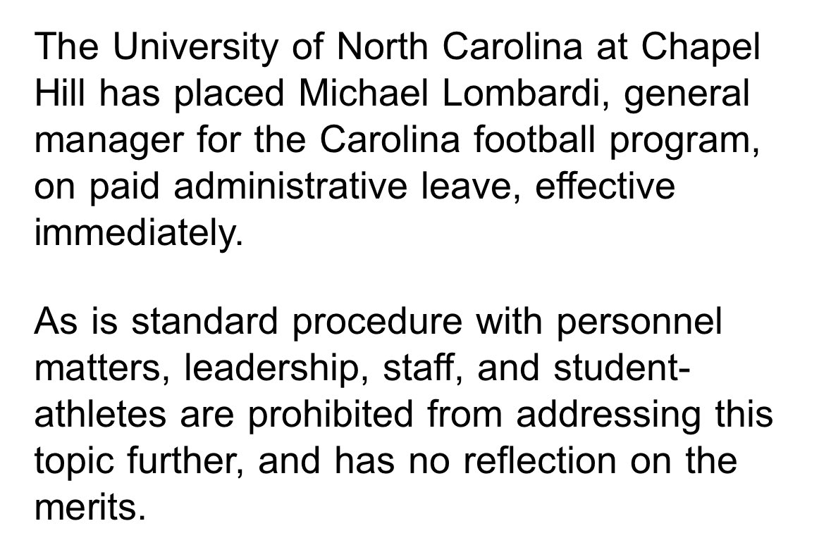 ralphDrussoATH's tweet photo. North Carolina has placed GM Michael Lombardi on administrative leave. https://t.co/LCzg22SlEo