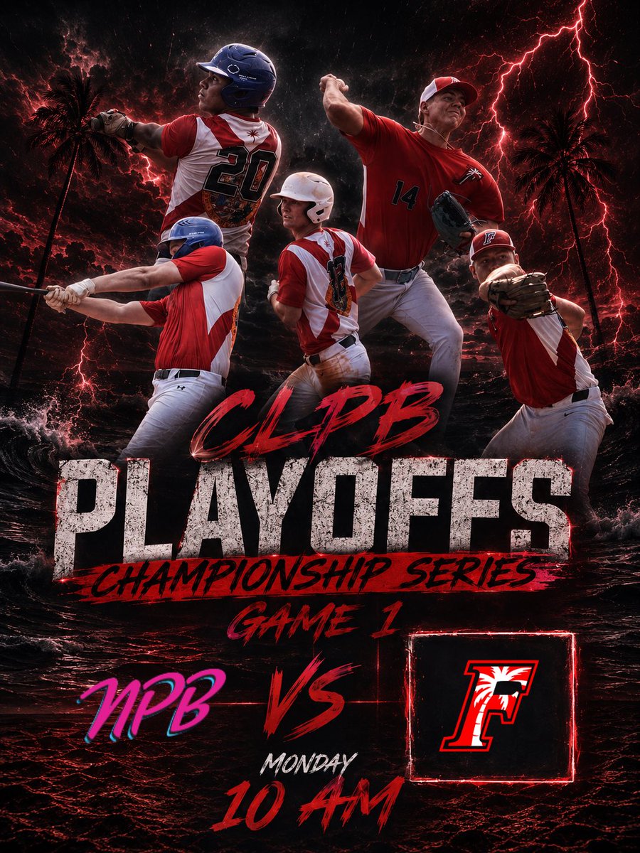 FLelitebaseball's tweet photo. The Stage is set. 
Game 1 of the CLPB Championship Series🌴
🕰️ 10:00
🏟️ Cressey - PBG
#GritSociety #FLEliteBaseball #FLElite https://t.co/tUTKA5fYhz