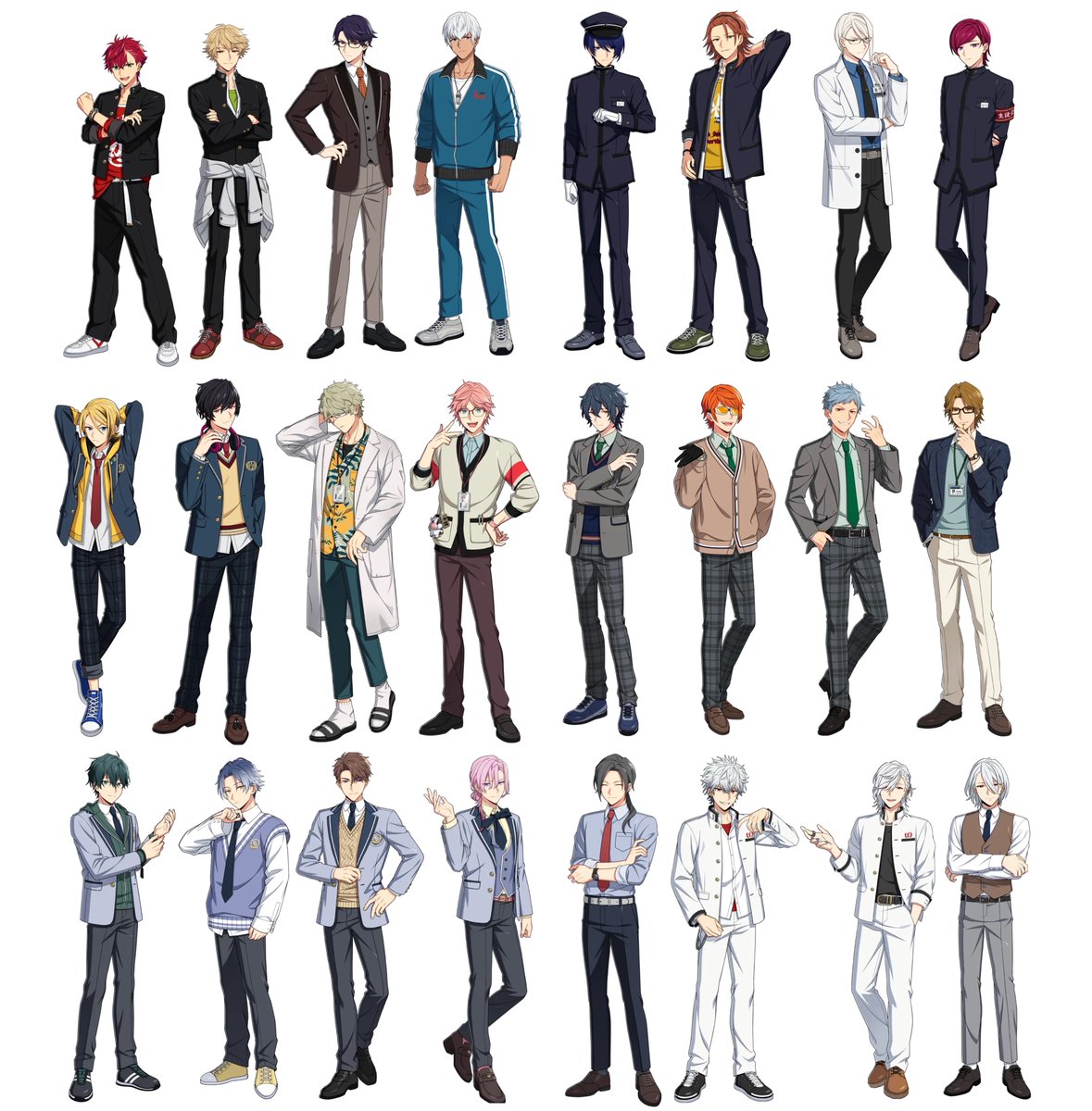 rsgrthm's tweet photo. 全身イラスト並べるとヤバい…🫨
みんな良すぎるのですが〜〜〜〜⁉️⁉️
こんなに全員解釈一致なことある⁉️
これ、全身あるってことは、今後アクスタとか出るよね…❓❓😭😭  全てが最高😭
やはりエリオスは信じられる運営である😭 https://t.co/5D7TiFlEJC