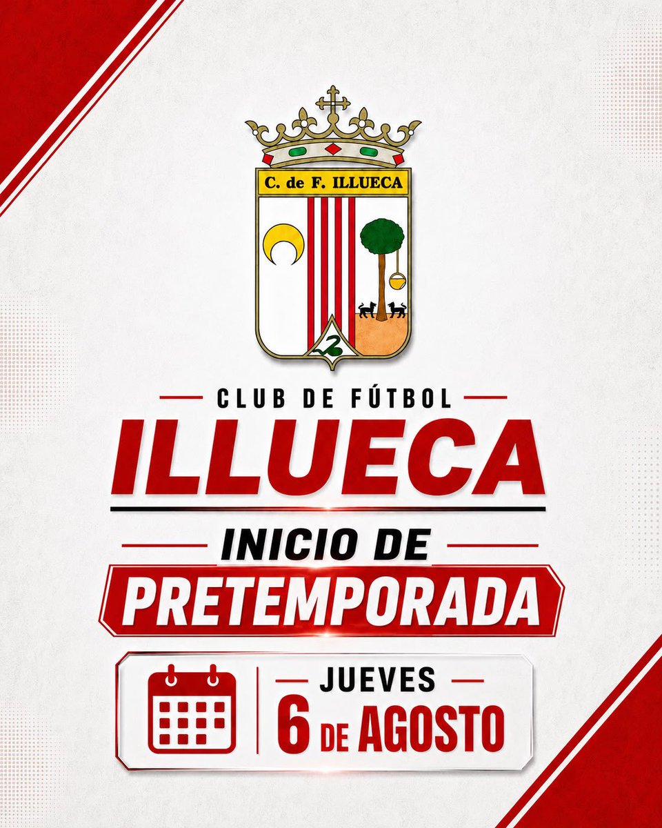 CFIllueca's tweet photo. ¡Hola, Illueca! ¡Volvemos a la carga! 🏃🏽‍♂️

El Club de Fútbol Illueca inicia su pretemporada el próximo jueves, 6 de agosto, con su primer entrenamiento en el campo de fútbol de La Cartuja. Es el inicio de un mes exigente, en el cual disputaremos los siguientes amistosos: https://t.co/AxftoU2Lih