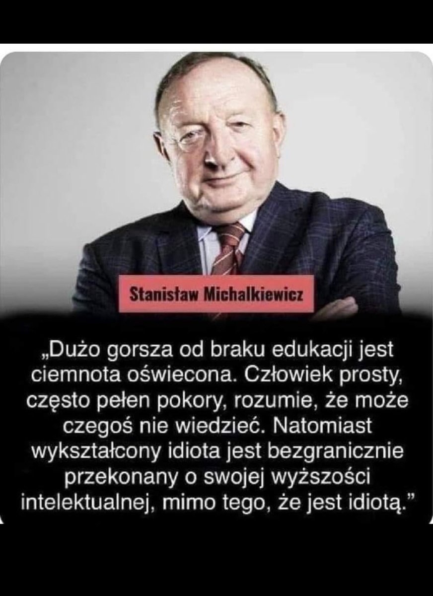MIREKzToronto's tweet photo. @AnnaRuhland3 @MKoneserka @Megadriano_21 Ja zadałem tobie konkretne pytanie na które nie odpowiedziałaś . Urojenia nie są rzeczywistością . Bo aktualny pato rząd z pijaczkami i nieukami „rzadzi”  uchwałami nawet ustaw nie jest w stanie przeprowadzić. Ale Ty z tych jasnieoswieconych co pan Stanisław określił tak 👇👇👇 https://t.co/J6RVEkc1B1
