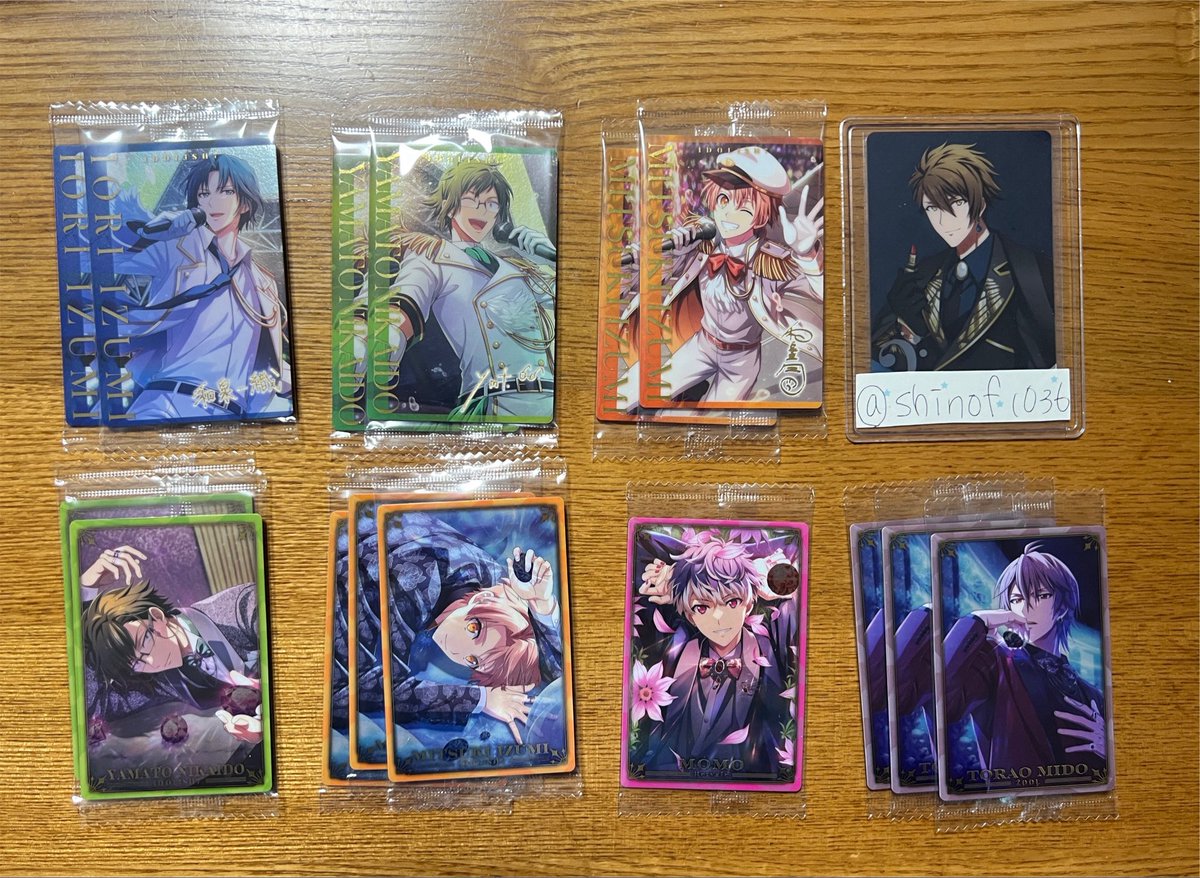 shinof1036's tweet photo. 【交換】アイドリッシュセブン アイナナ ウエハース27 

譲 : 一織,大和,三月,百,虎於(画像参照)

求 : Nラスティアラ龍之介

郵送希望
検索からもお気軽にお声掛けください。 https://t.co/0jXWZXaYH4