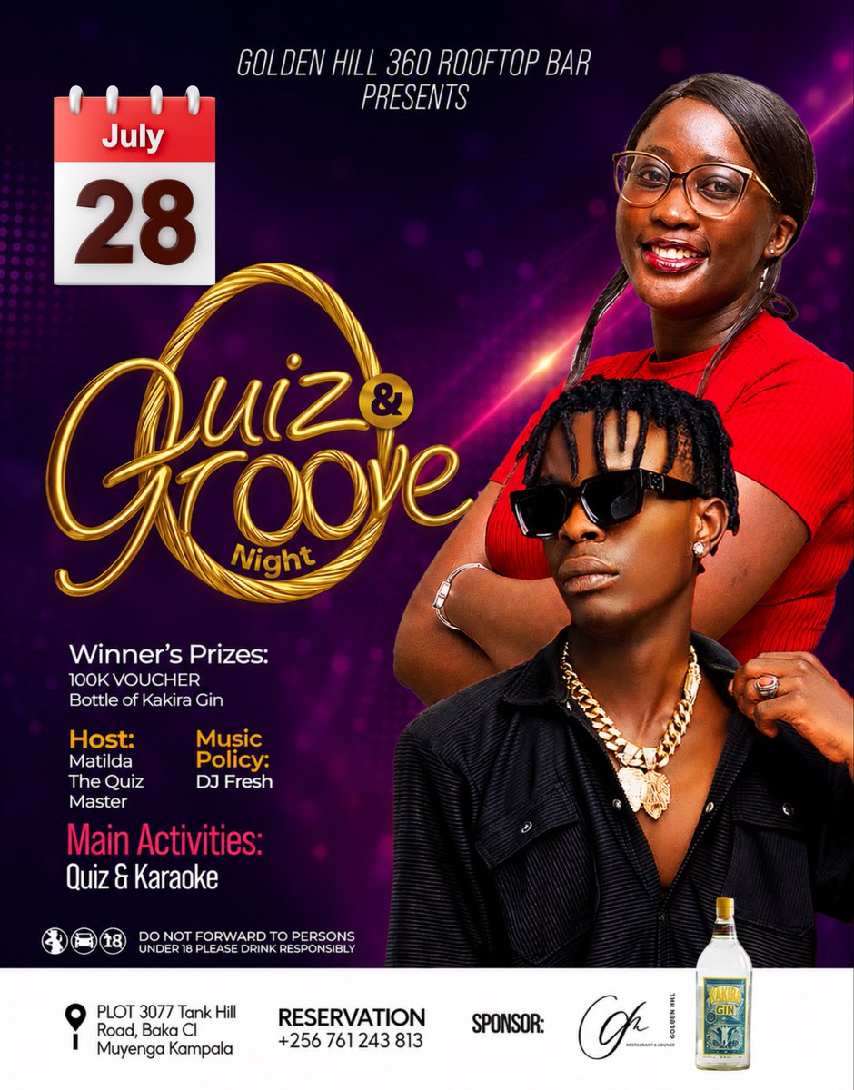 360rooftopbar's tweet photo. Every Tuesday... you already know the drill.
Quiz. Groove. Karaoke. Great vibes.

Join us at Golden Hill 360 Rooftop Bar for another edition of Quiz &amp; Groove Night.

#quiznight #karaokenight #goldenhill360rooftopbar #goldenhillrestaurantmuyenga #kampala_uganda🇺🇬🇺🇬🤝 https://t.co/esoTn7HEDV