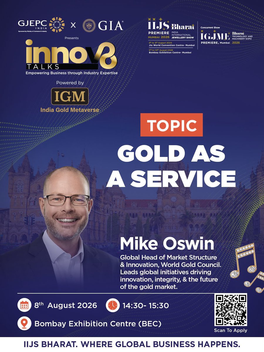 GJEPCIndia's tweet photo. Gold as a Service | Mike Oswin
Gold is evolving beyond ownership. Discover how innovation, technology and new business models are shaping the future of the global gold market with Mike Oswin at #Innov8Talks.
📅 8 Aug | 2:30 PM
🔗 https://t.co/rfXCtAZA9r
#IIJSBharatPremiere https://t.co/sfsEBtllnP
