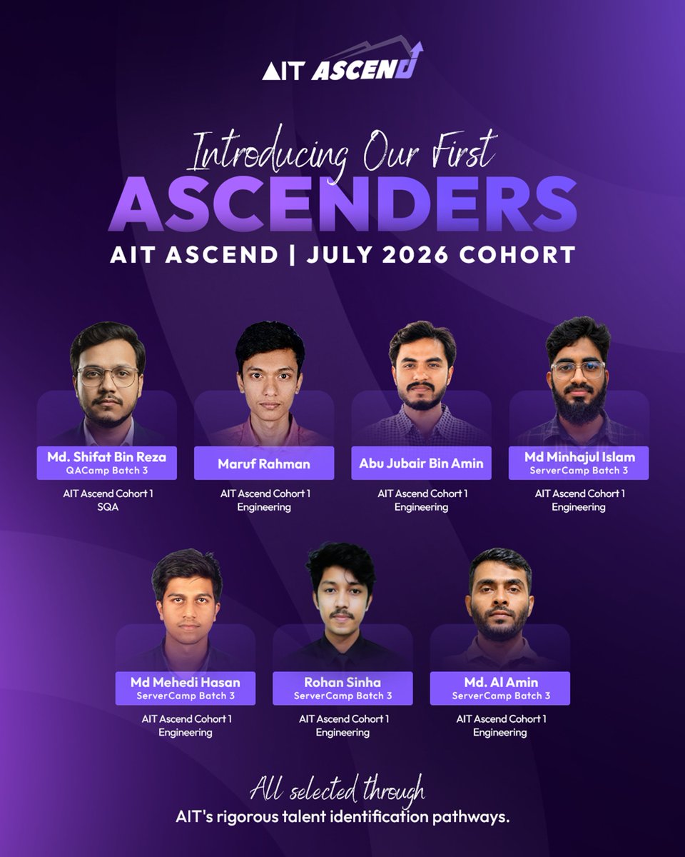 AsthaIT's tweet photo. Every great journey begins with a first step. Today, we're proud to introduce the first-ever AIT Ascend cohort. These aspiring engineers have earned their place through AIT's rigorous talent identification pathways - demonstrating the potential!
#AIT #AITAscend #CodeCamp https://t.co/VngBfDvw3S