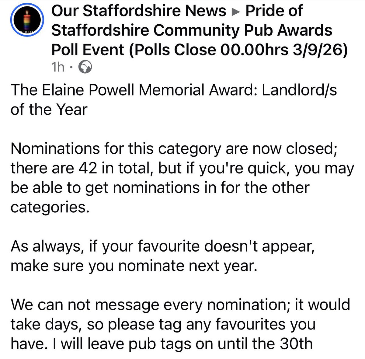 PhilTaylor's tweet photo. Vote for Laura @Charlie
Bassetts, Dilhorne. That’s where I will be placing my ☑️ Great pub with great people and a lovely family atmosphere. https://t.co/dVtyNiI64O