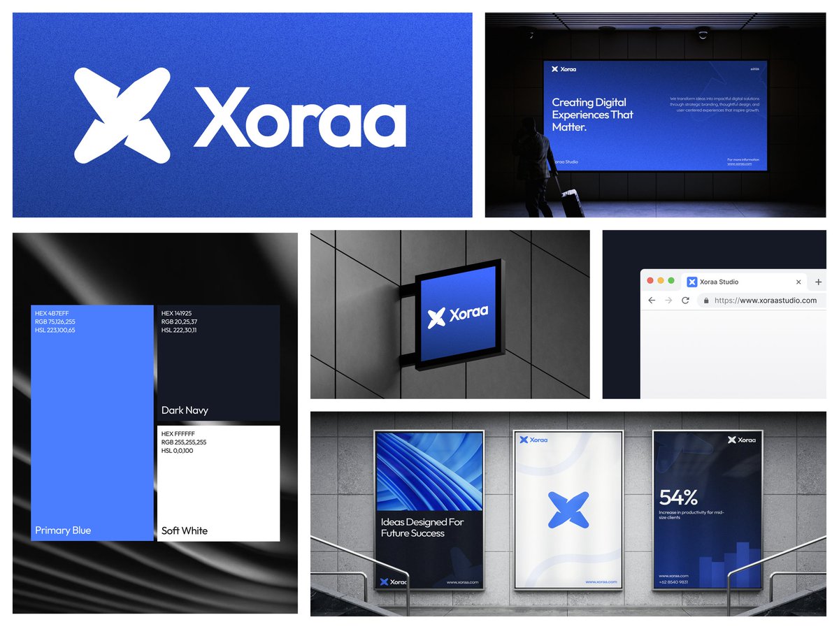 XoraaStudio's tweet photo. A strong brand starts with a memorable identity. Introducing the visual identity of Xoraaa Studio a modern, scalable, and cohesive brand system designed to create consistency across every touchpoint. #BrandIdentity #VisualIdentity #logo #Branding #graphicdesign #creativestudio https://t.co/L74jiBhrrh