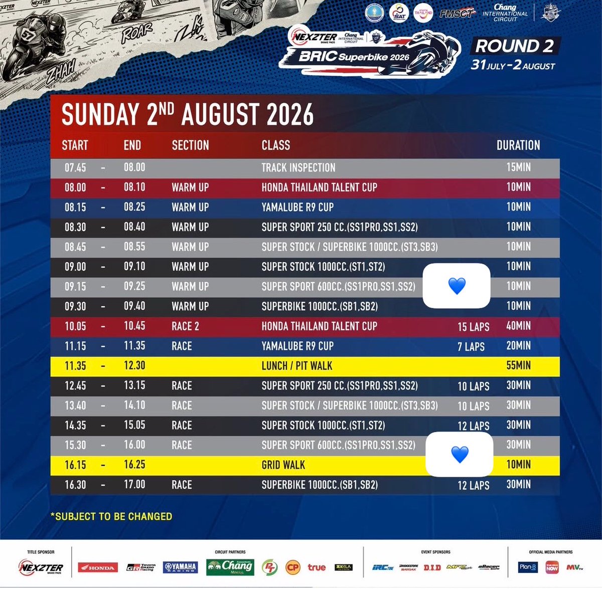 INGASAVANUND_SP's tweet photo. 🏁 ตารางแข่งขัน NEXZTER BRIC Superbike Round 2 At Chang Circuit Buriram  

📆 31 July - 2 August 

#ingasavanund รุ่น Super sports 600cc SS1 

🎥 Live Streaming 
FB : Chang Circuit Buriram 
https://t.co/r1nK3BqXoO

YouTube : Chang International Circuit 
https://t.co/3Yd59zOmN8 https://t.co/gftXLxn2En