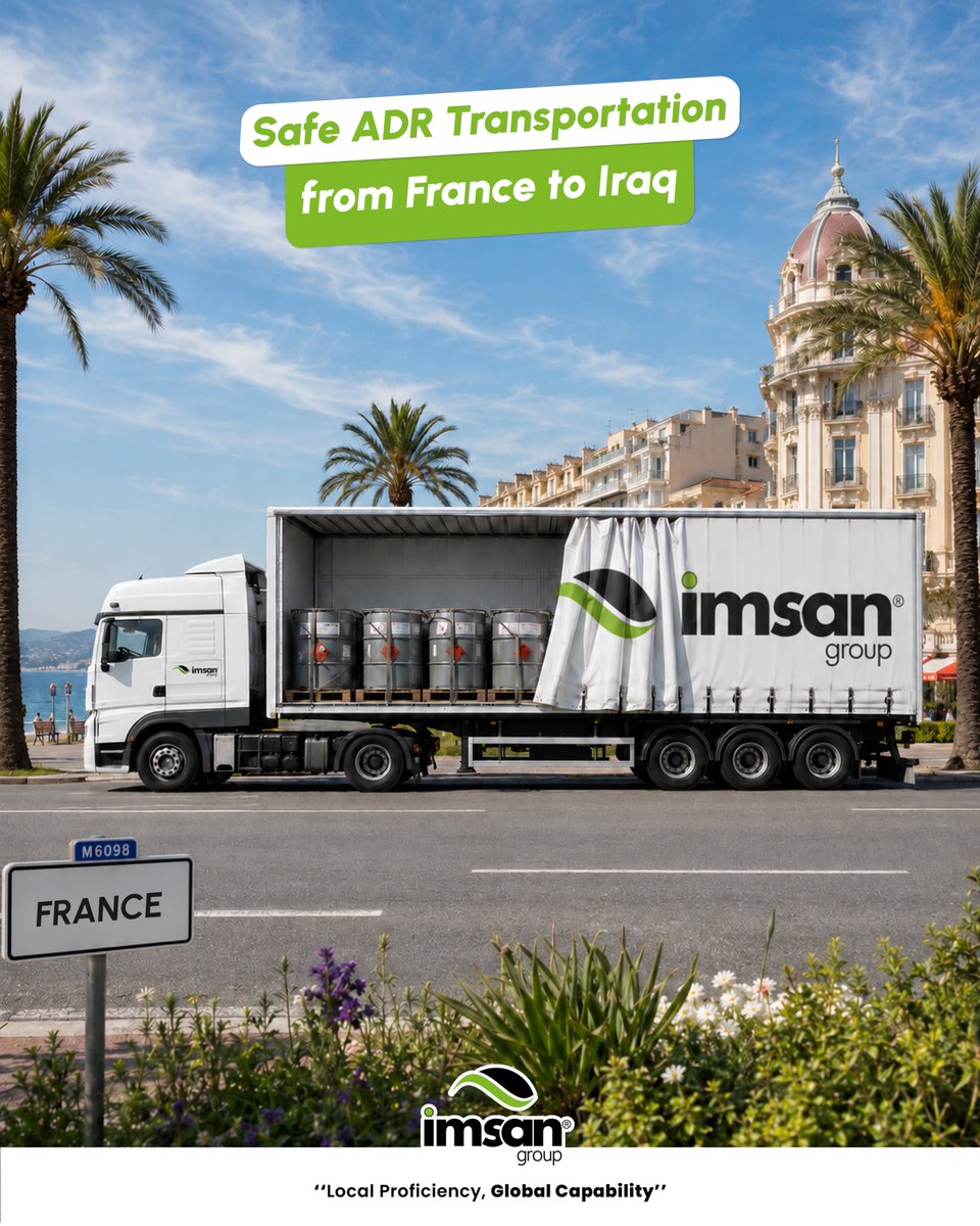 imsan_group's tweet photo. Fransa’dan Irak’a Güvenli ADR Taşımacılığı 🚛 
İmsan Group olarak, Fransa’dan Irak’a tehlikeli madde taşımacılığında ADR standartlarına uygun tenteli ve frigo araç seçenekleriyle hizmet veriyoruz. 
📍 Fransa → Irak https://t.co/KTNg5gUghG